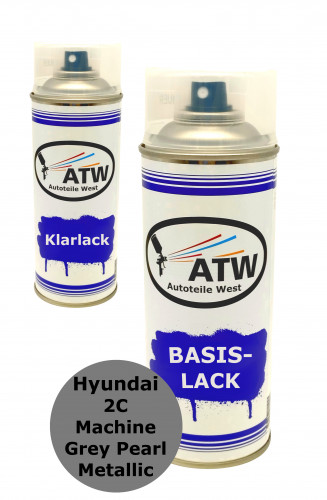 Autolack für Hyundai 2C Machine Grey Pearl Metallic +400ml Klarlack Set